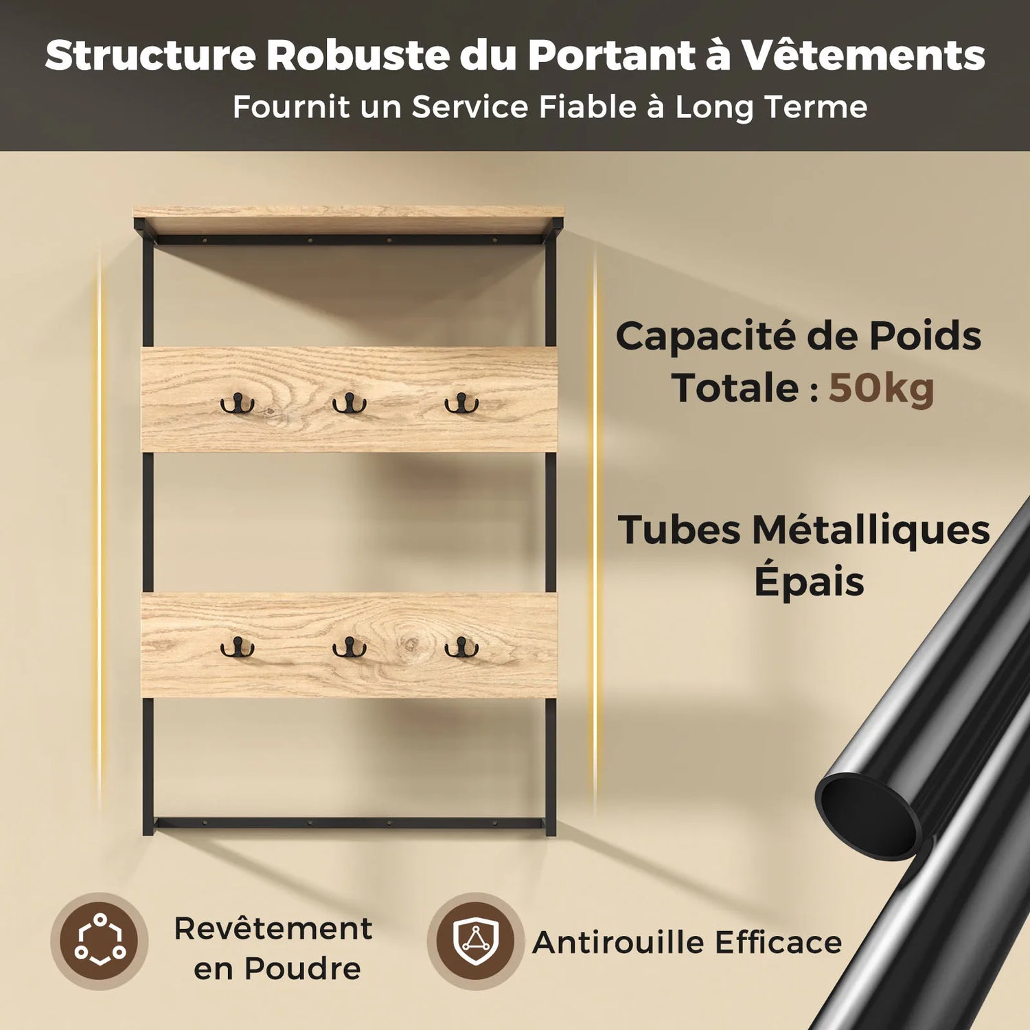 Patère murale avec étagère dans une salle de bain