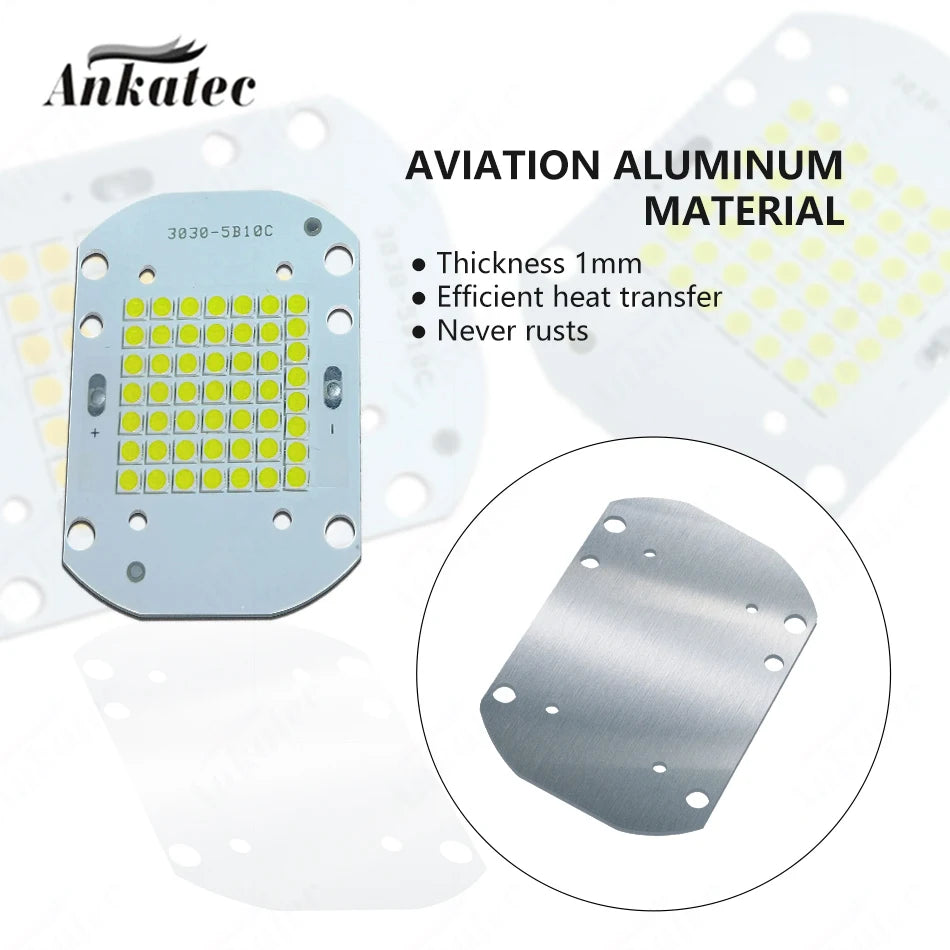 plaque led intégrée 50w 3000k 6000k 120° angle 50 leds aluminium moderne 7500lm 3030smd