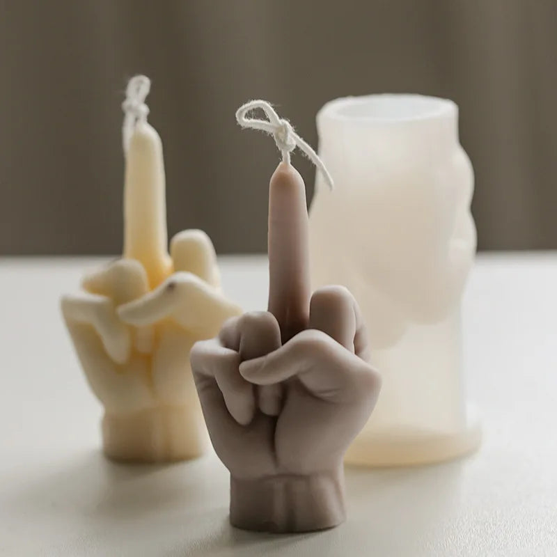 bougies main doigt levé cœur silicone couleur aléatoire aromathérapie artisanat modernes créatives