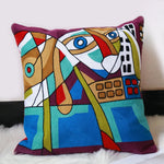taies d'oreiller multicolores brodées motif abstrait moderne coussin décoratif carré linge coton 45x45cm