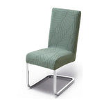 housse chaise extensible motif feuilles gris clair siège salle manger cuisine moderne