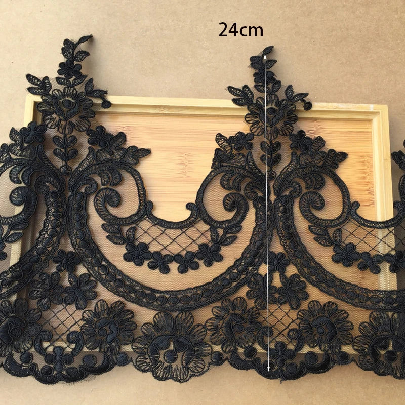 tissu dentelle noir floral ajouré polyester classique couture robe accessoire fête