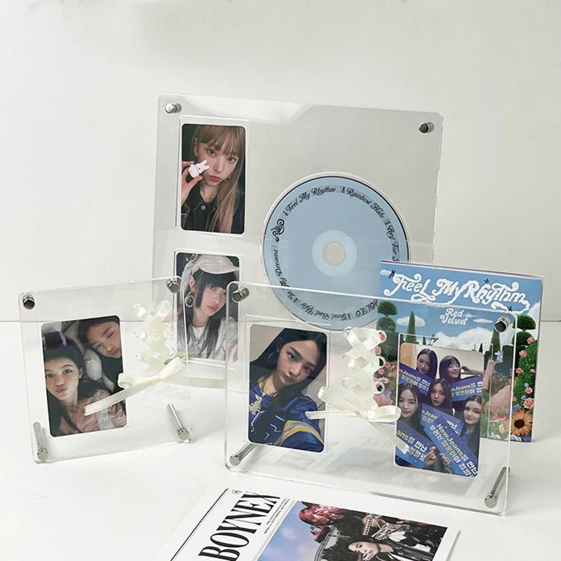 cadre photo transparent moderne clips ruban bleu protection carte postale photo cd porte carte