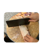 planche découper bois double face recto verso coupe viande légumes facile nettoyage annneau métallique