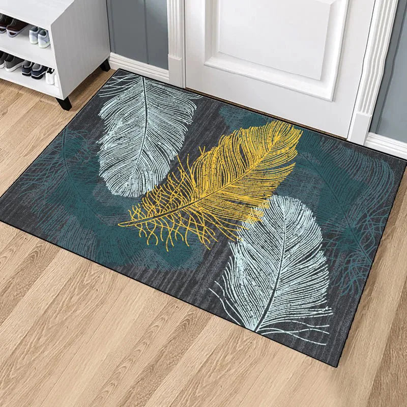 tapis d'entrée floral moderne résistant rides antidérapant rouge noir beige