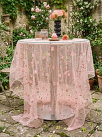 nappe table moderne rose fleurs jacquard translucide décoration romantique maison cuisine lavable machine