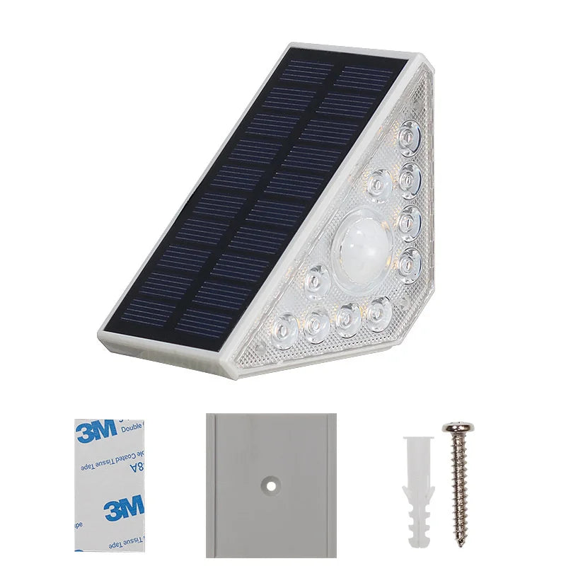 éclairage étapes solaires led blanc bleu panneau solaire moderne adhésif vis 13leds dorées diffuseur