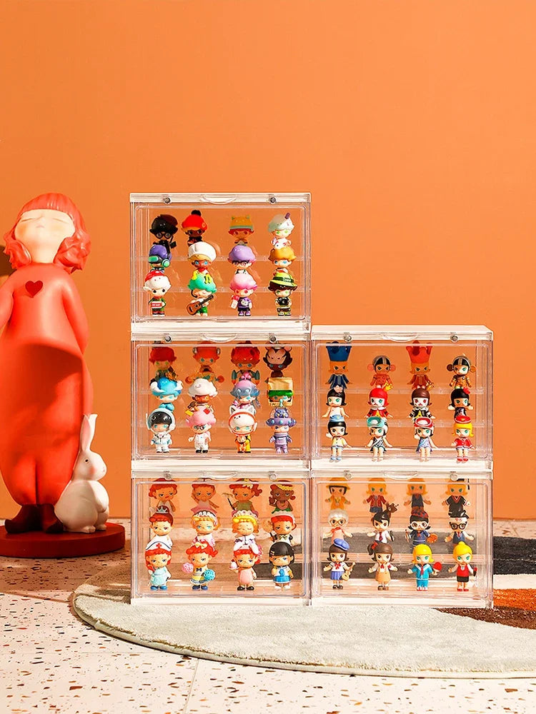 boîte rangement transparente moderne multicolore figurines action réutilisable diverse accessoires costumes trưng bày