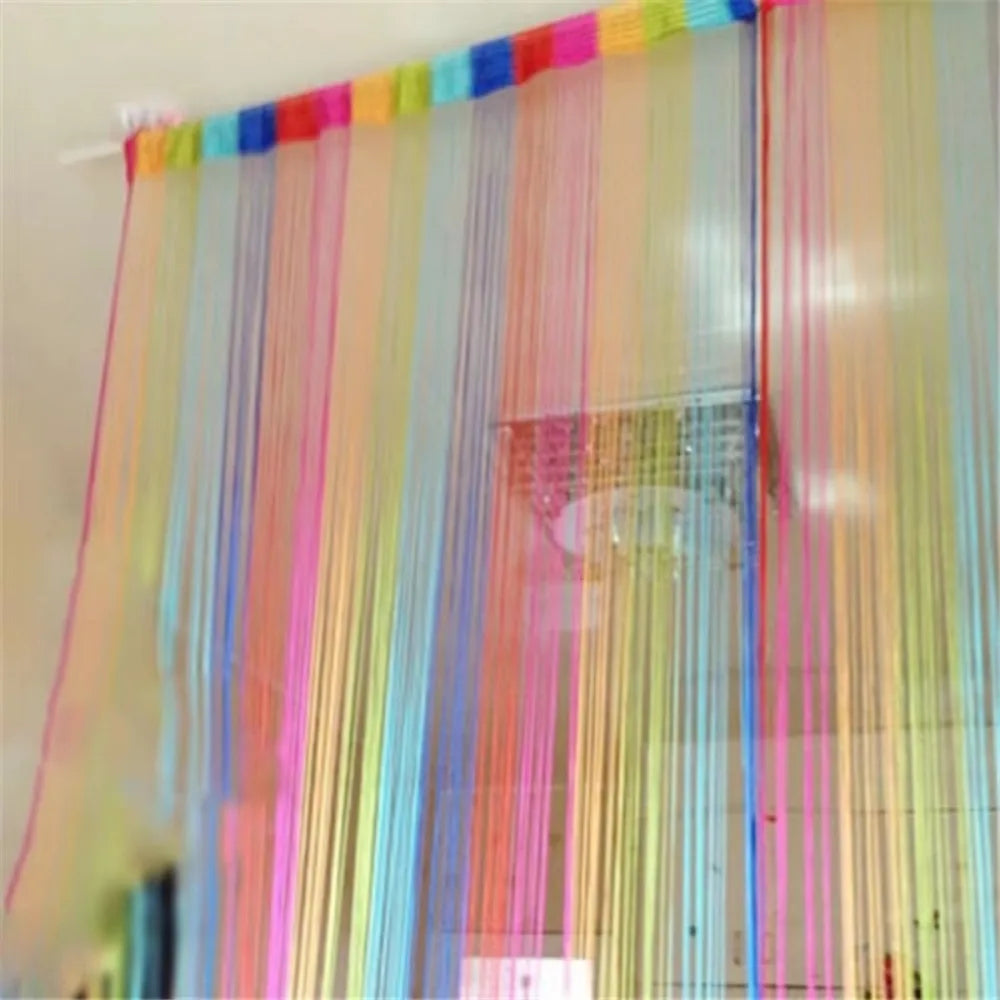 rideau franges couleurs transparent bohème barre supérieure attaches décoratif 200x100cm multicolore aspect brillant
