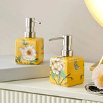 distributeur savon liquide fleurs papillon bleu jaune rose étanche rechargeable classique floral maison