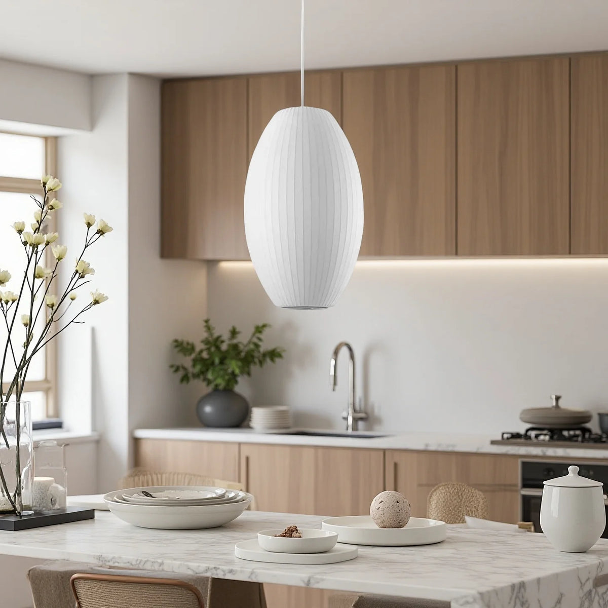 suspension lumineuse moderne blanc rayures horizontales opacité plaque fixation câble électrique ampoule led 25cm