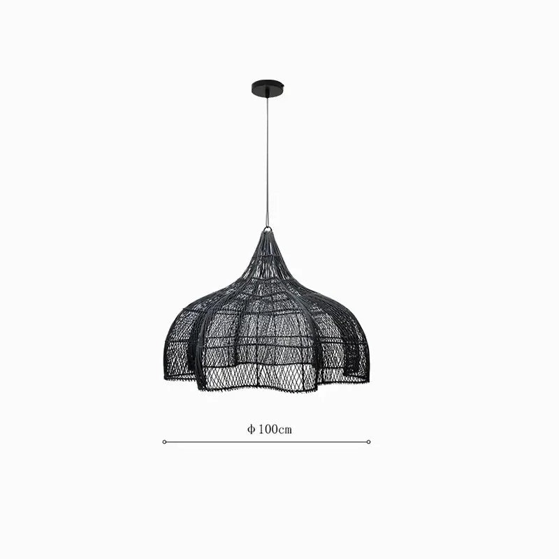 suspension lumineuse rotin tissée main boho rustique naturelle salon cuisine maison d'hôtes