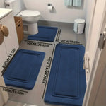tapis bain antidérapants polyester trois pièces géométriques moderne gris beige rose bleu