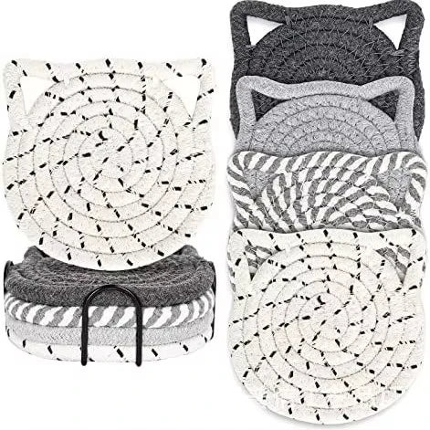 serviettes table boho tissu tressé motif spirale beige blanc absorbantes sans support