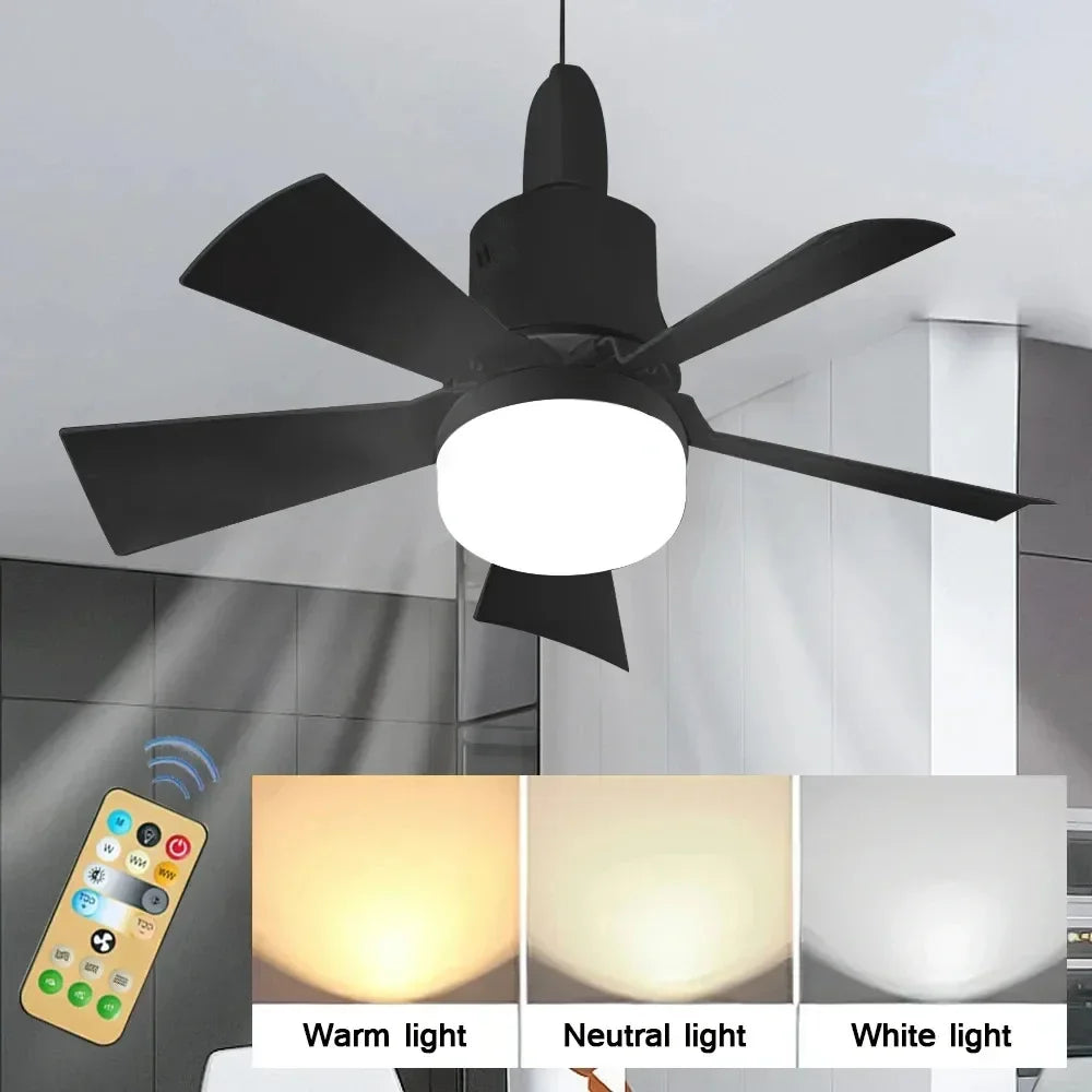 ventilateur moderne lampe led télécommande variateur intensité noir blanc minimaliste