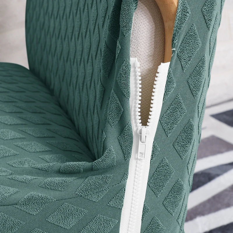 housse fauteuil élastique polyester vert motif géométrique moderne élastiques inclusion fermeture glissière