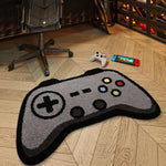 tapis polyester anti dérapant moderne manette jeu boutons colorés gris blanc marine