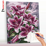 tableau peindre fleur lys toile diy pinceaux peintures guide opaque réaliste decoration maison hobby
