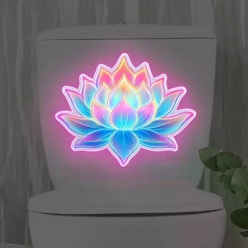autocollants muraux fleurs lotus dahlias multicolores moderne adhésifs salle bains nocturne brillants uv