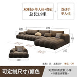 canapé moderne marron clair velours forme 300cm salon bois minimaliste coussins cœur