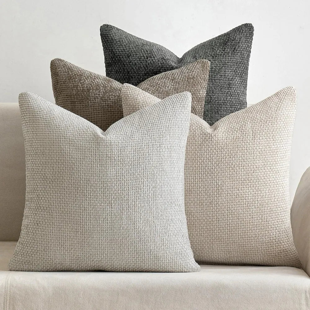 taies d'oreiller polyester bleu marine beige gris contemporaines coussins paquet
