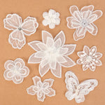 appliques decoratives dentelle blanche fleurs papillons broderie fine mariage decoration 20 pieces translucent