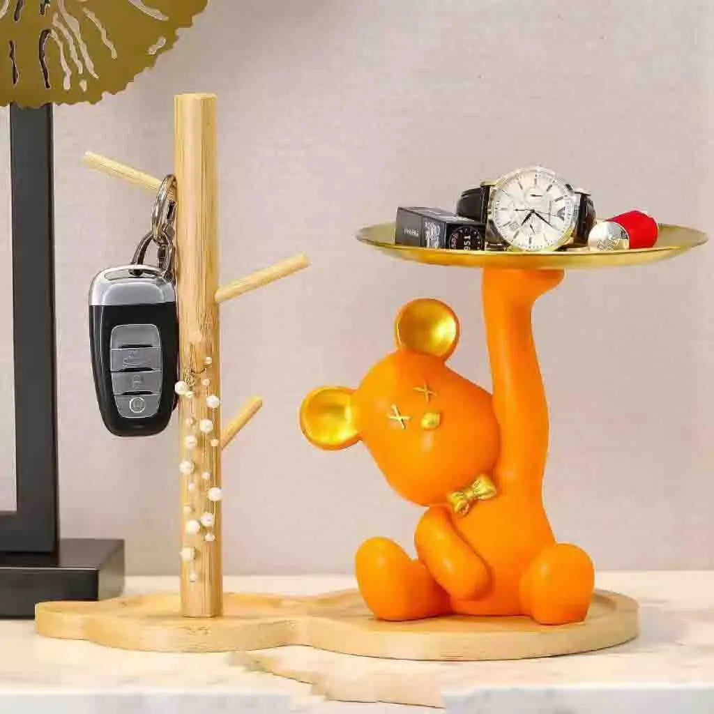 support bijoux moderne ours mignons vert rose orange blanc opacité doré assiettes