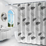 rideau douche moderne feuilles palmier blanc gris noir translucide 240cm anneaux