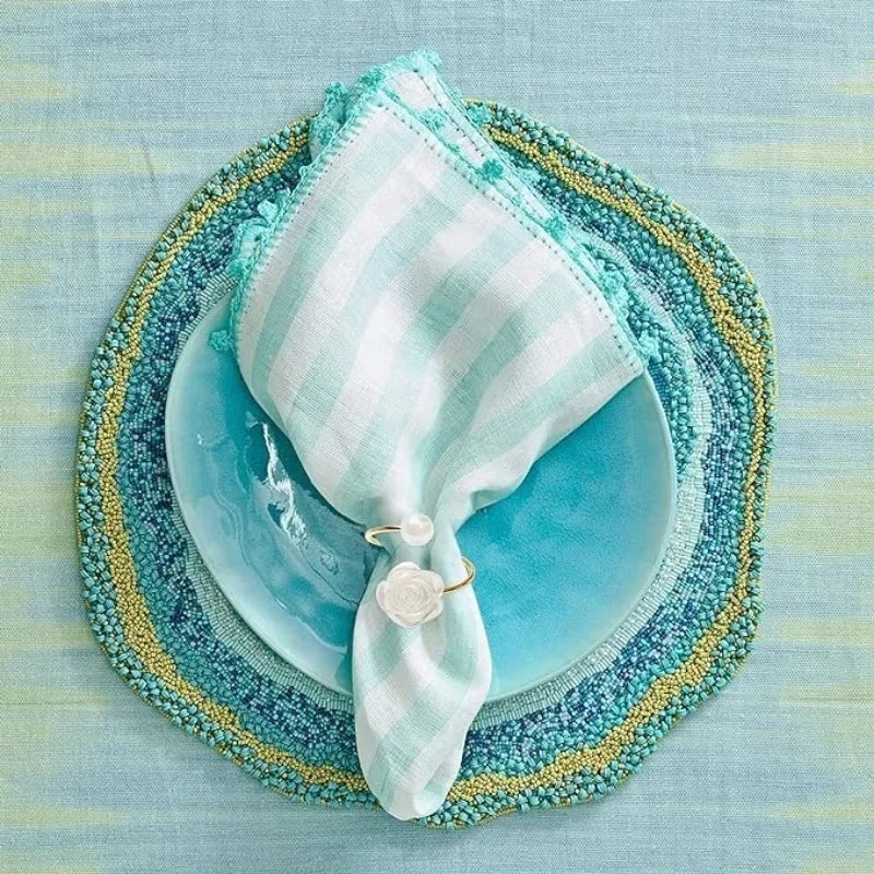 Rond de serviette perle mariage gris clair