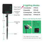 guirlande lumineuse solaire ip65 30mètres blanc chaud moderne interrupteur modes éclairage panneau solaire fixations
