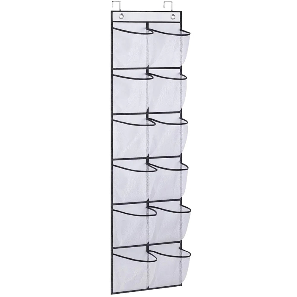 sac chaussures suspendu gris noir poches maille réutilisable moderne chambre coucher