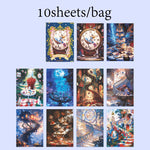 autocollants décoration cartes postales motifs féeriques paysages personnages scrapbooking bricolage opaques
