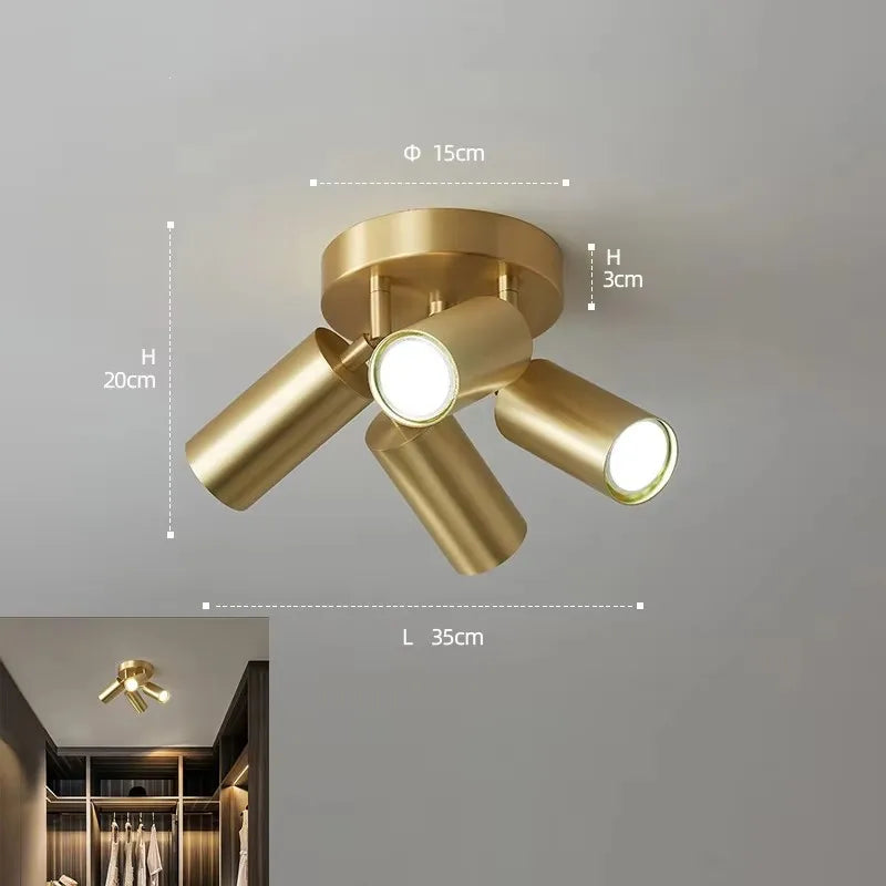 Spot LED moderne or noir conique montage surface deux sources lumineuses