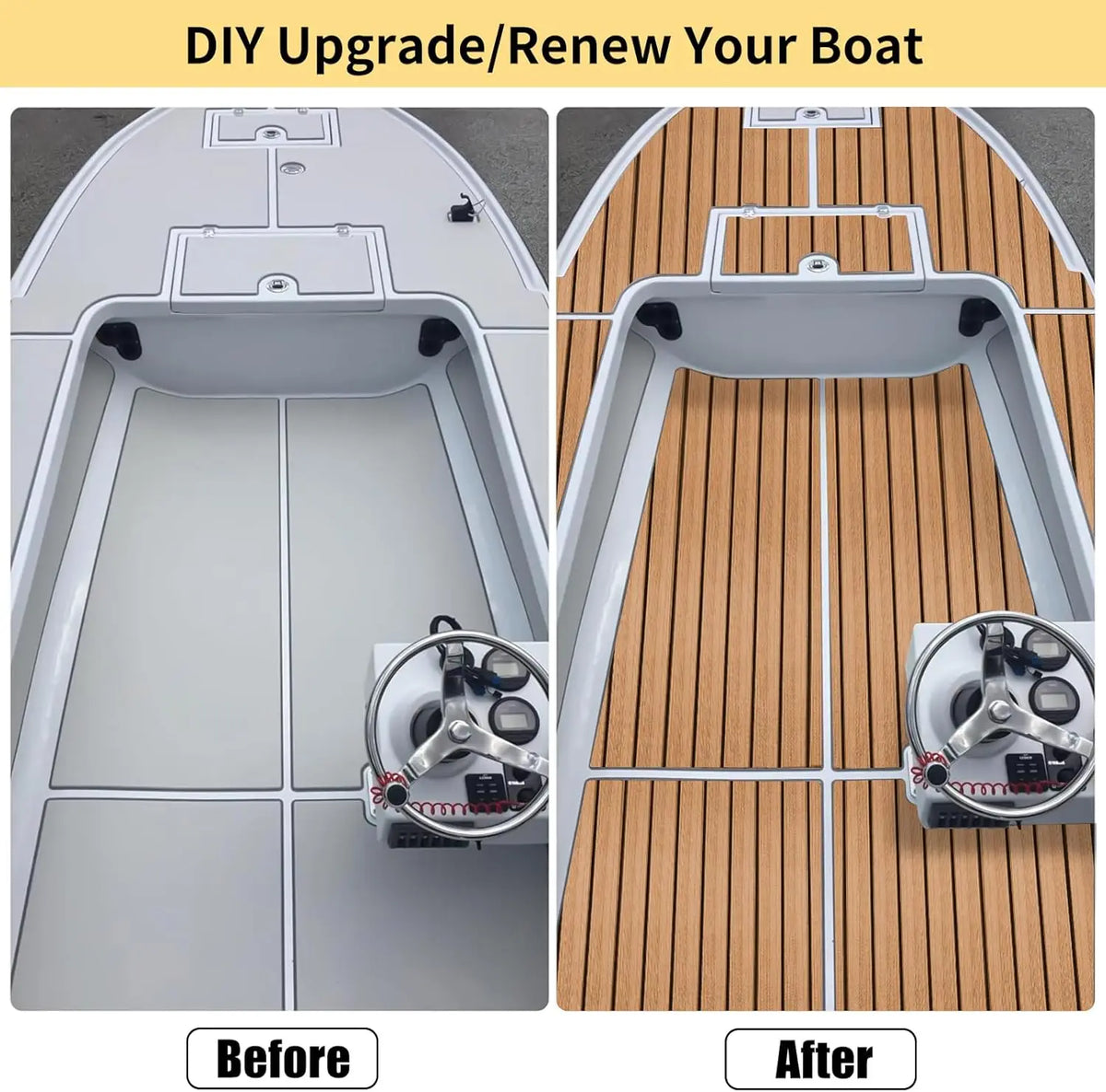 revêtement sol bateau mousse eva imitation teck antidérapant adhésif marron noir yacht