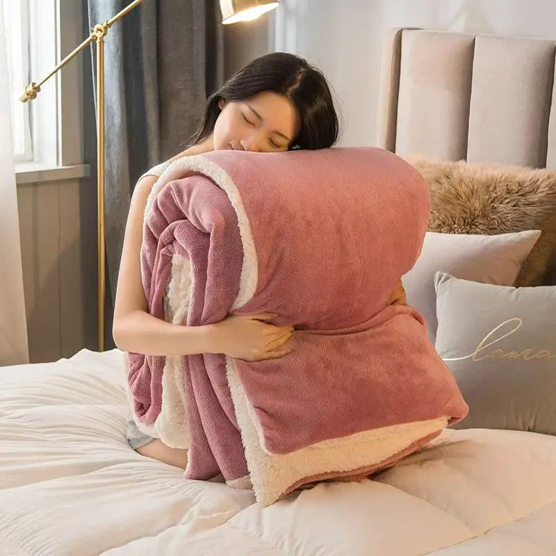 couverture laine gris beige moderne douce anti boulochage portable hospitalière hiver voyage pique nique