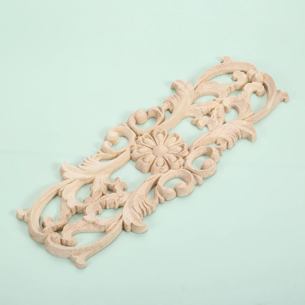 plaque décorative bois ornements floraux baroque renaissance 22cm 8cm naturel beigeclair