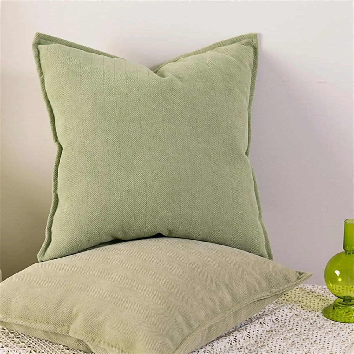 housses coussins chenille 45x45cm beige vert bleu gris texturées moderne opaques fixation invisible