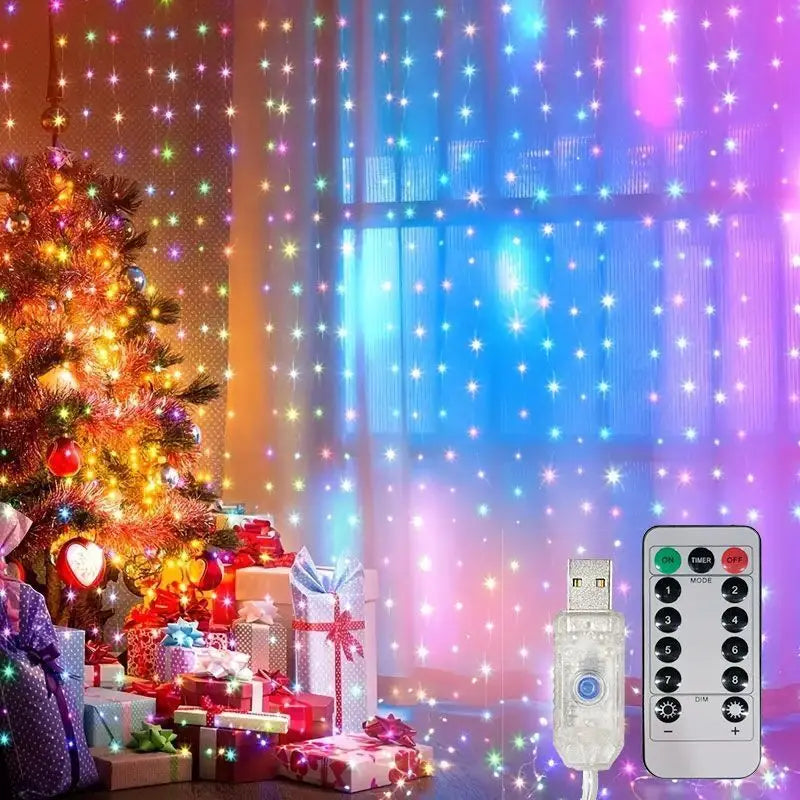 guirlande led lumineuse blanc chaud moderne 600leds télécommande usb fixations invisibles chambre ambiance chaleureuse
