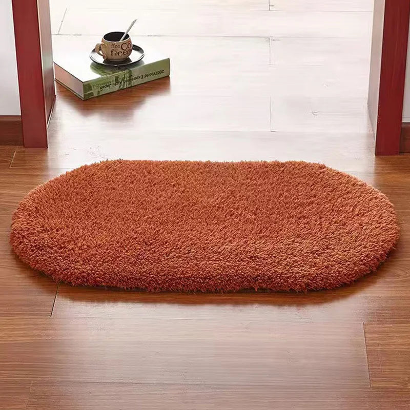 tapis doux décoration intérieure moderne gris beige salle bain antidérapant poils suède