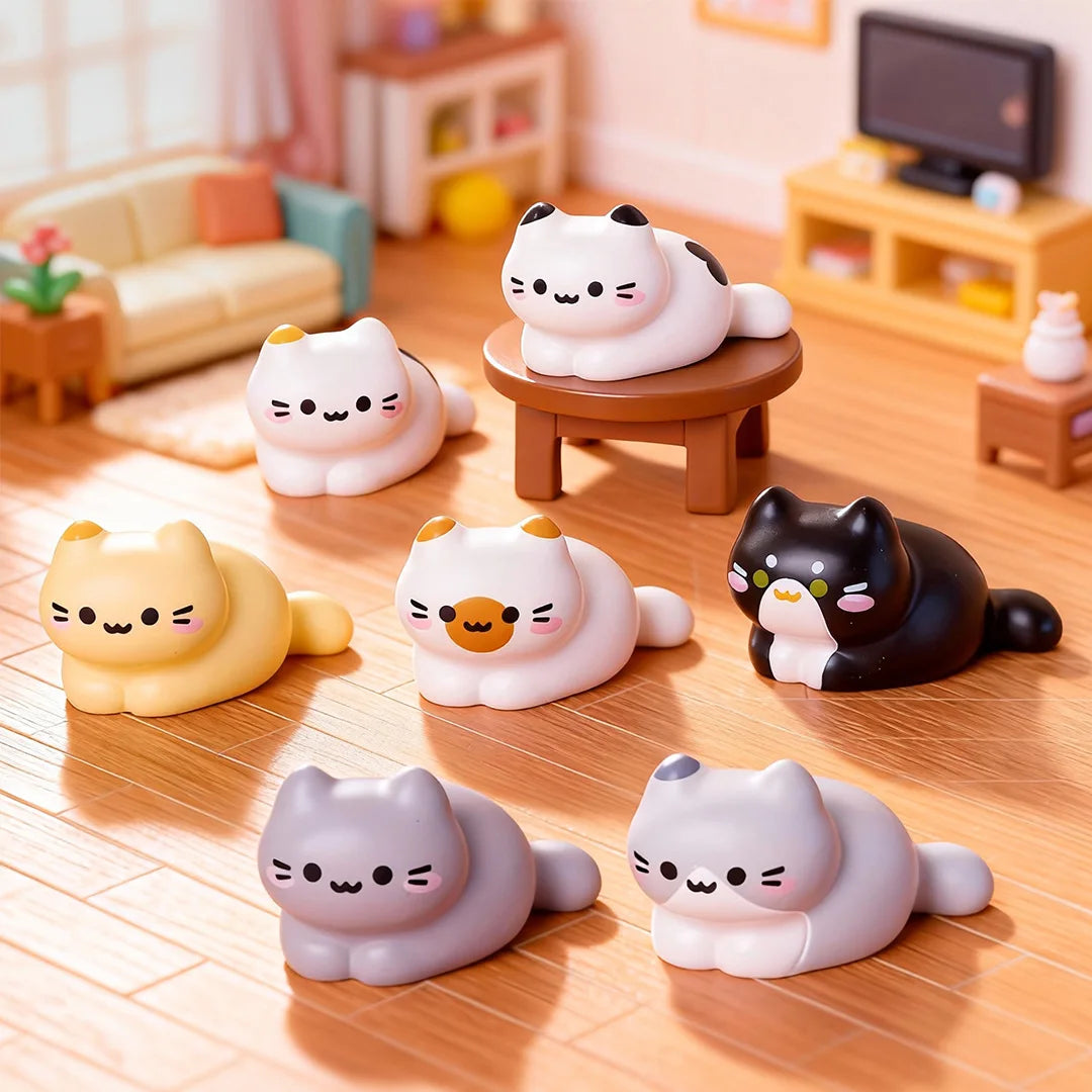 figurines chats mignonnes résine blanche noire grise jaune décoration maison jardin féerique anniversaire