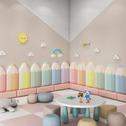 Tête de lit en bois peint en forme de crayon pour chambre d'enfant - Décoration murale 3D