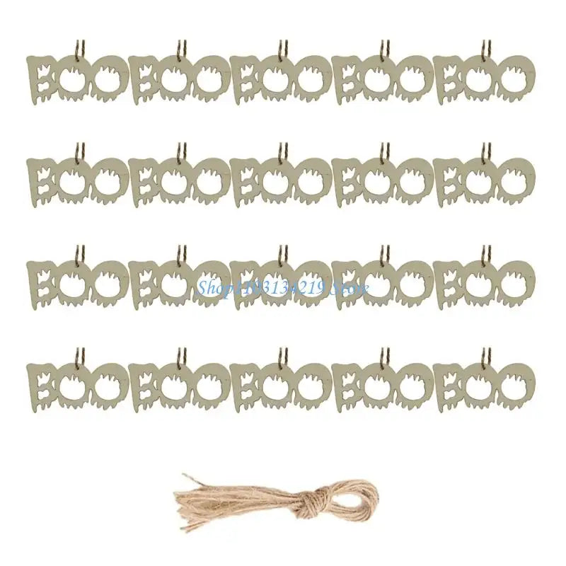 décorations halloween bois citrouille souris fantôme crâne chapeau sorcière texte boo fil suspension thèmes