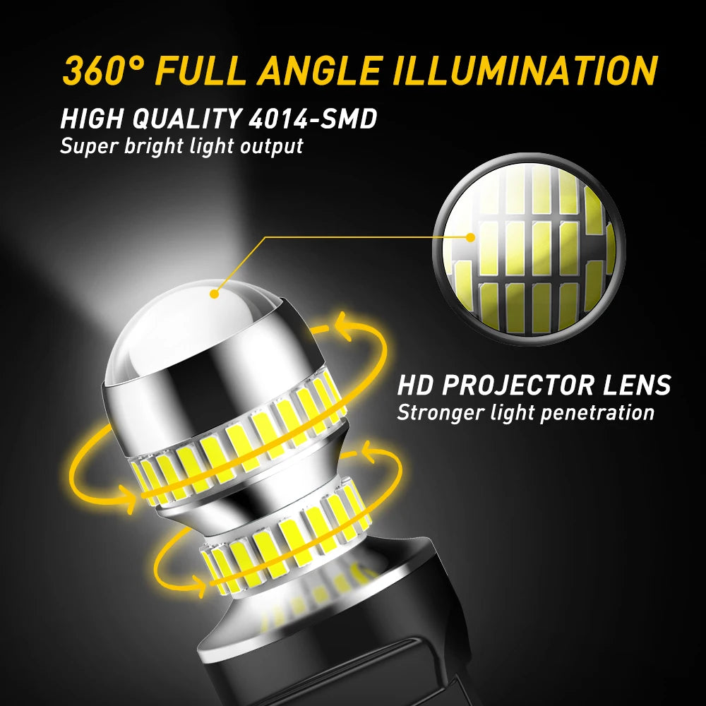 ampoules led blanc rouge jaune 12v 2400 lumens t20 7443 w21w projecteur stop signal