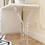 table pliante moderne transparente pieds brillants blanc visibles minimaliste 60cm 72cm