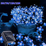 guirlande lumineuse solaire bleu clair fleurs modernes 20m 200leds jardin
