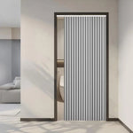 rideau porte pliable rayures verticales beige gris moderne séparation pièce salon intérieur tissu polyester