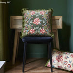 coussin vintage floral rose feuille bleue polyester coton 30x50 45x45 50x50 décoratif chaise canapé