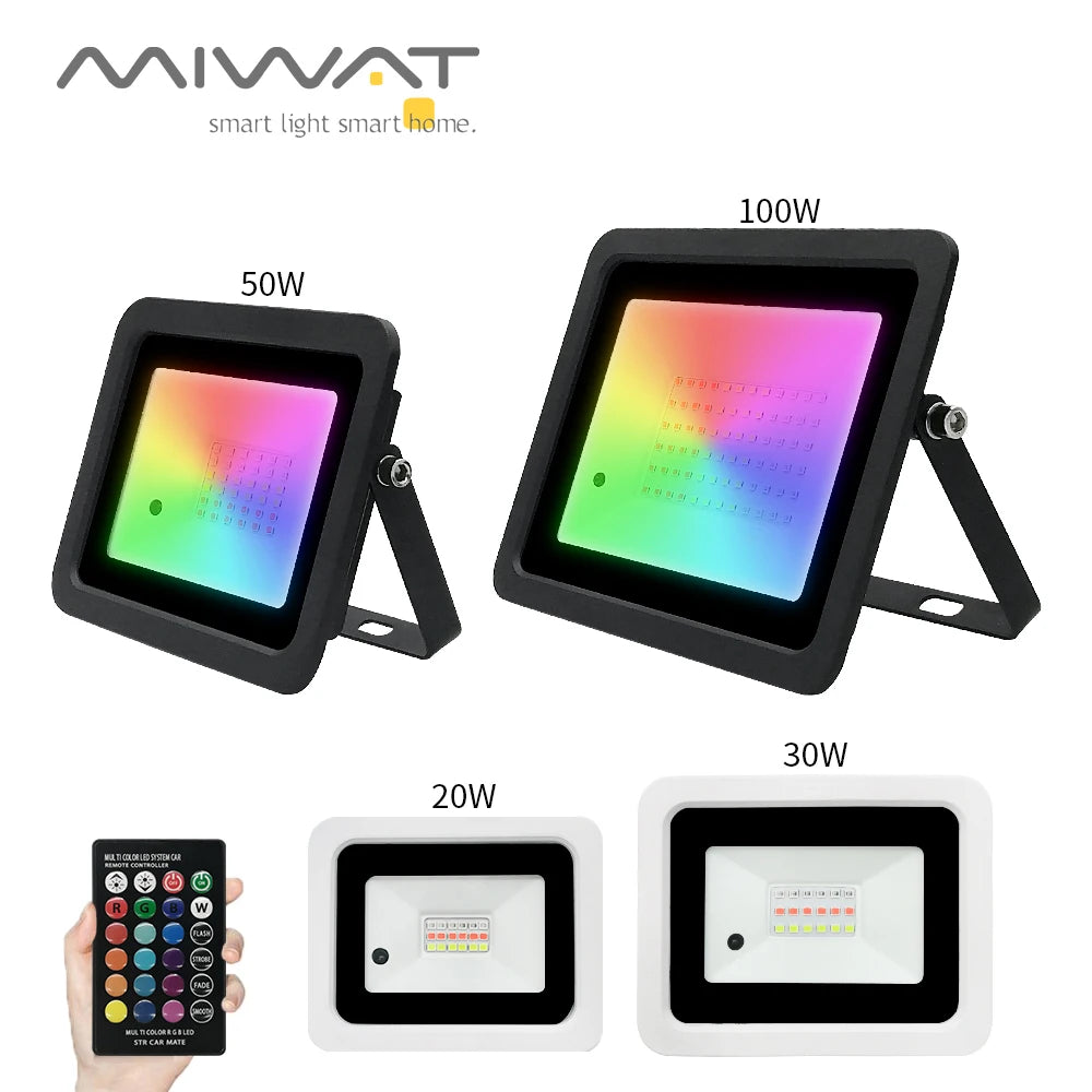 projecteur led rgb ip68 moderne 110v 220v noir blanc télécommande triplex