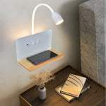 lampe murale moderne chargeur sans fil étagère intégrée LED noir blanc