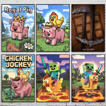 affiches art numériques pixel retro jeu vidéo animaux couleur rose blanc vert bleu gris